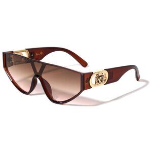 Kleo Eminent - Flat Top Square Side Floating Lion Head Medallion Sunglasses